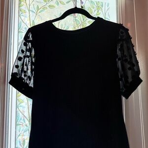 Elegant Black Blouse with Sheer Sleeves